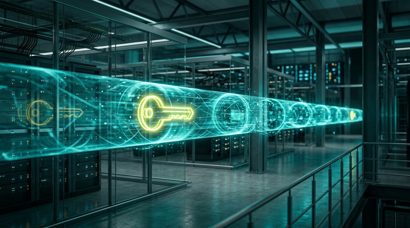 Abstrakte Darstellung quantensicherer Kryptografie für Zscaler-Umgebungen